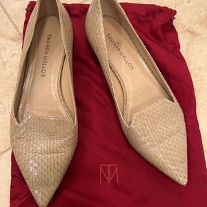 Tamara Melon Snakeskin Pointed Toe Flats - Tan